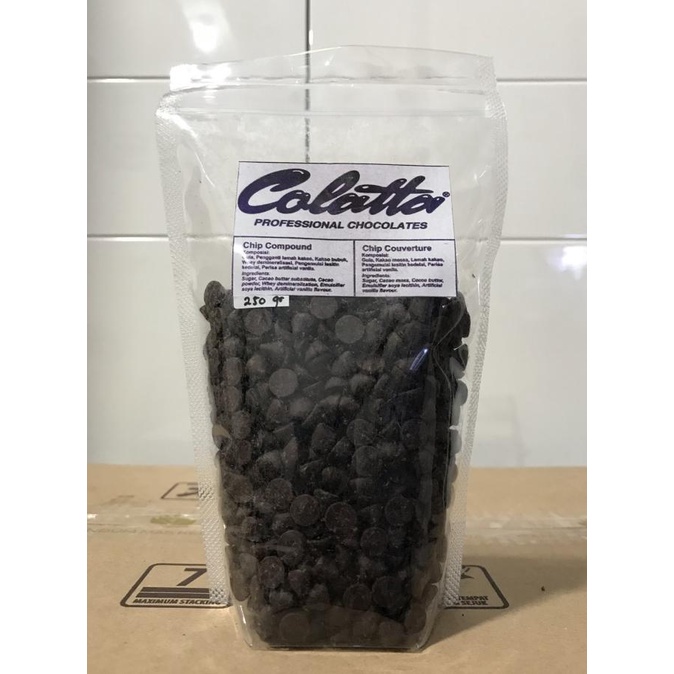 

Coklat Chip / Chocolate Chip Compound Colatta Repack 250 gram BIG SALE Kode 1478