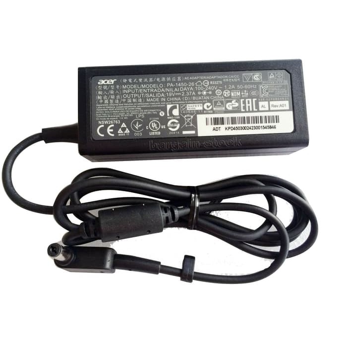 Charger Laptop For Aspire ES1-512 A13 ES1-711 S5 V3-371 E5-371 19V~2.37A(5.5*1.7mm)45W