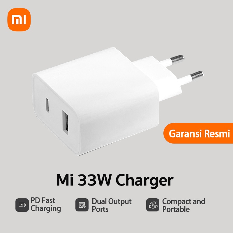 Xiaomi Mi 33W Wall Charger (Type-A + Type-C) Pengisian Daya Cepat