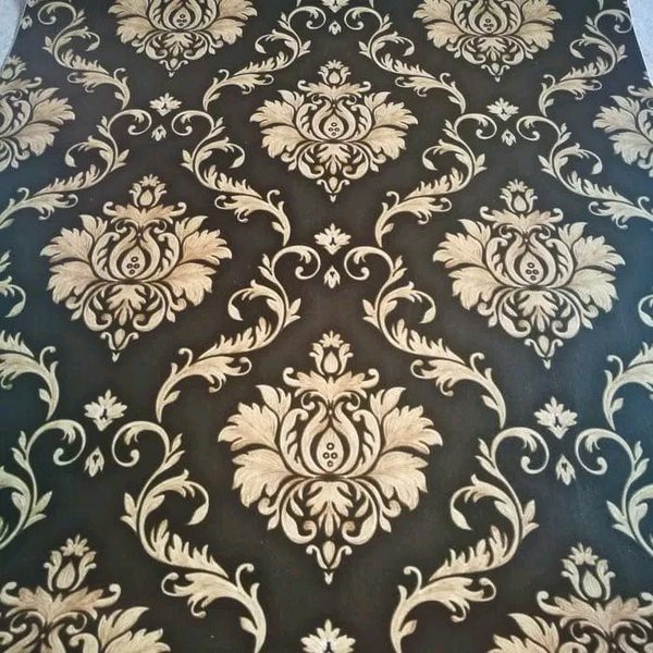  Wallpaper  Sticker Motif Batik  Hitam  Gold  BG 123 6056 1 