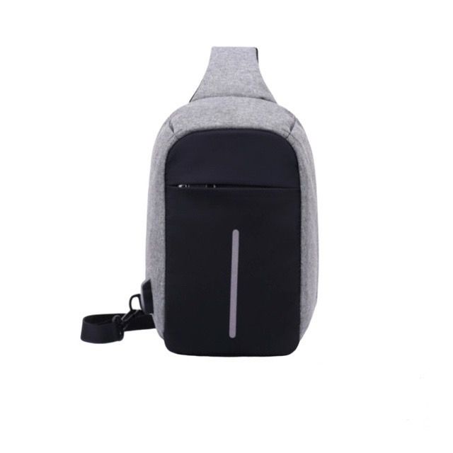 Tas slempang anti maling ada port usb durable hitam 425