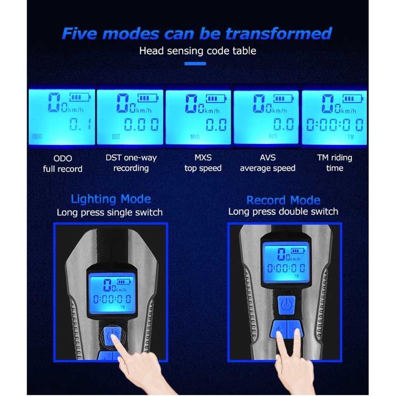 Taffsport lampu klakson spedometer sepeda LCD waterproof XA - 585