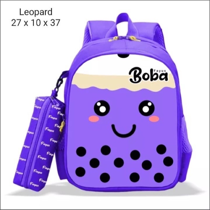 Tas ransel boba 2in1 tas sekolah anak TK SD tas ransel anak motif boba tas boba kekinian 2in1