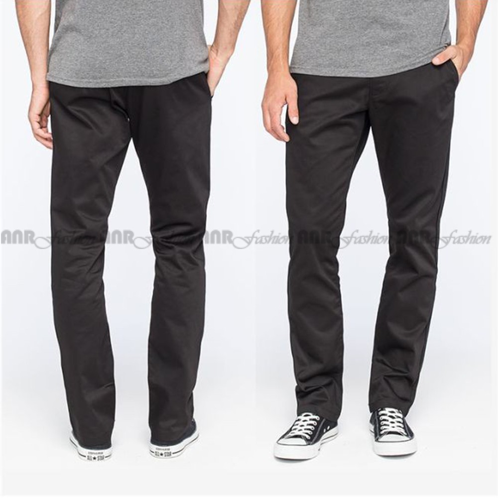 Celana Panjang Reguler Chino/Cino/Chinos Pria/Cowok Standar - Krem(Cream)/Abu(Grey)/Hitam(Black)