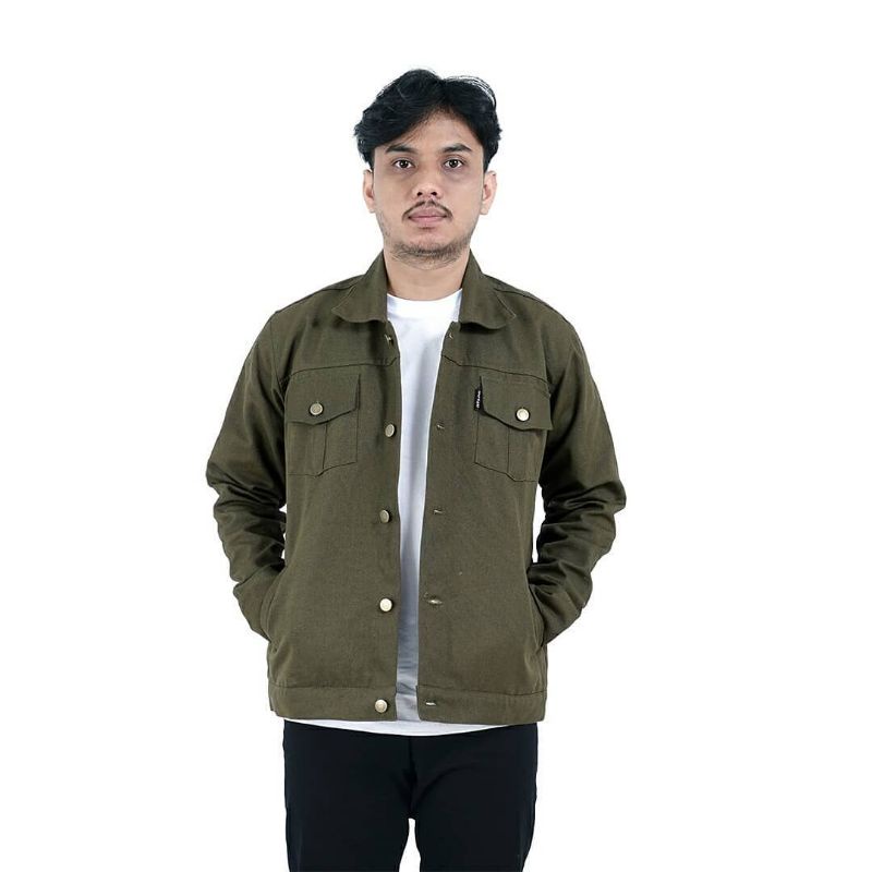 Jacket Canvas Maligno Pria - Army Muda