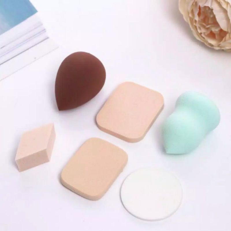 Sponge Make Up Set Isi 6 Spons Make Up 6in1 Beauty Blender Spons Foundation Wajah