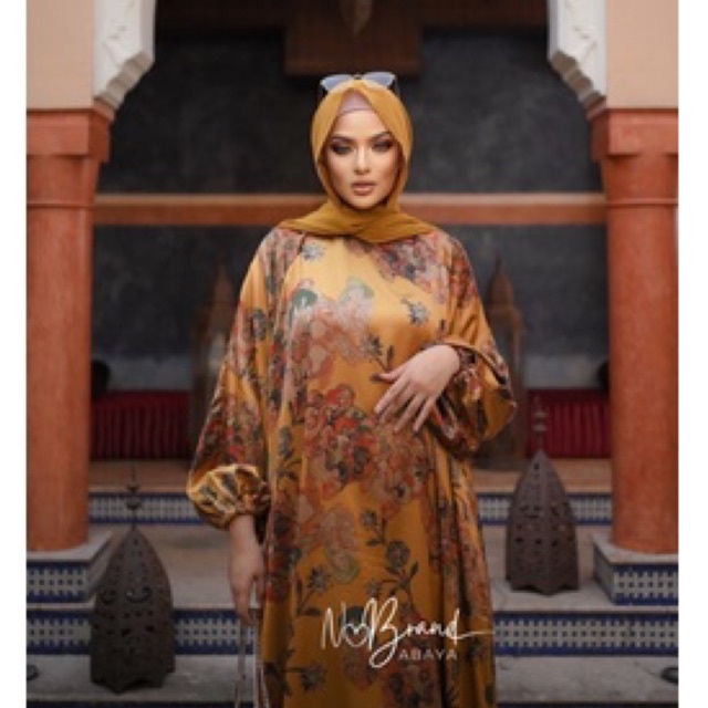 KAMALI GOLD SUTRA ABAYA KAFTAN SILK JUBAH GAMIS JUMBO MAXI DRESS WANITA MUSLIMAH