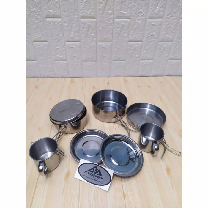 Cooking Set Camelwill 8 Alat Masak Outdoor Camping Nesting Stainless