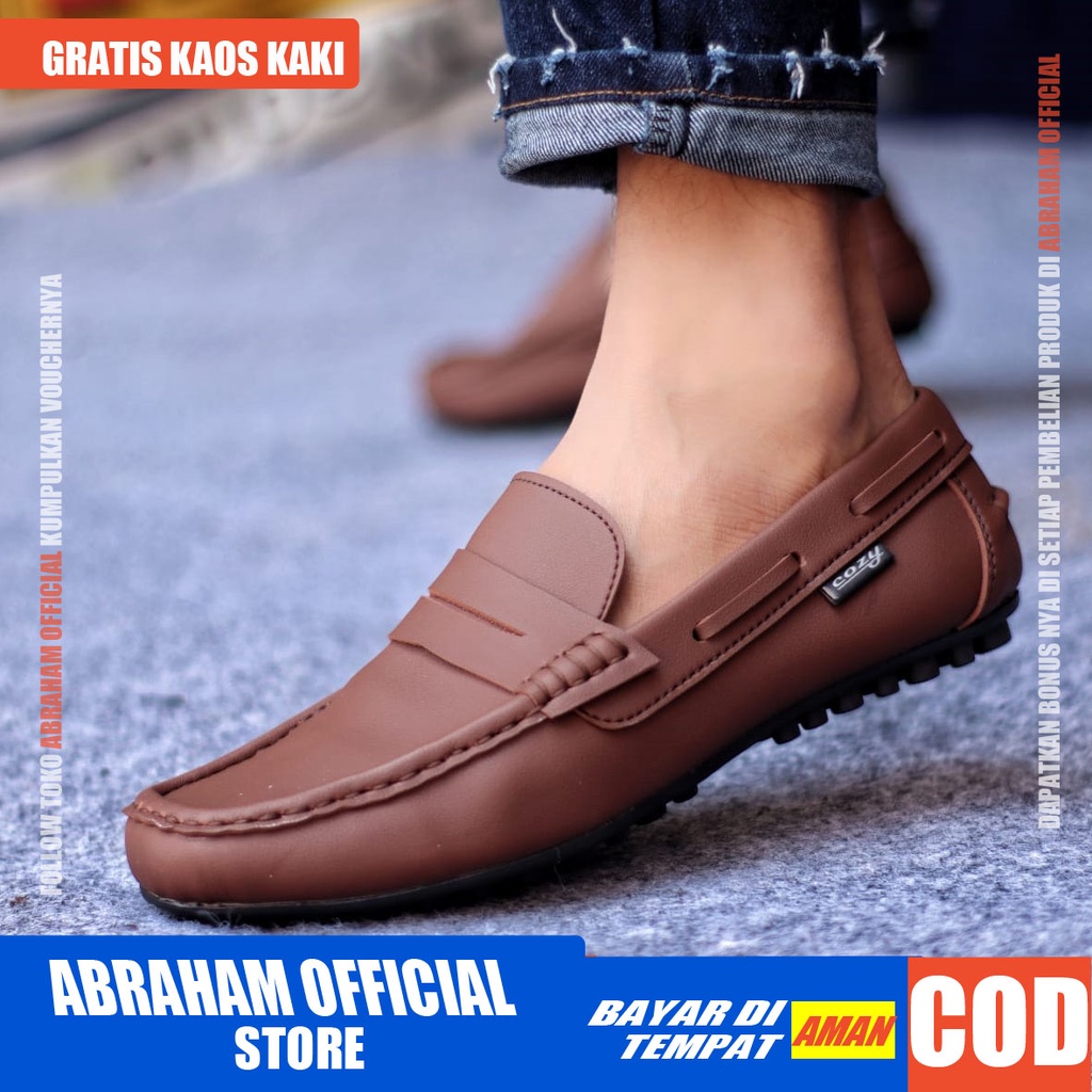 ABRAHAM Sepatu Casual Slip On Kerja Slop Hitam Pria