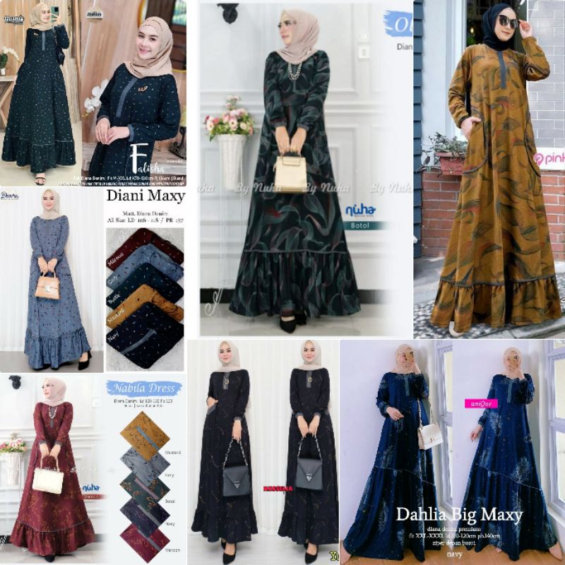 Gamis Wanita Calvin Jeans Diana Busui Tebal Melar Nyaman di Pakai Fane Levila Gamis Muslim Kekinian-2