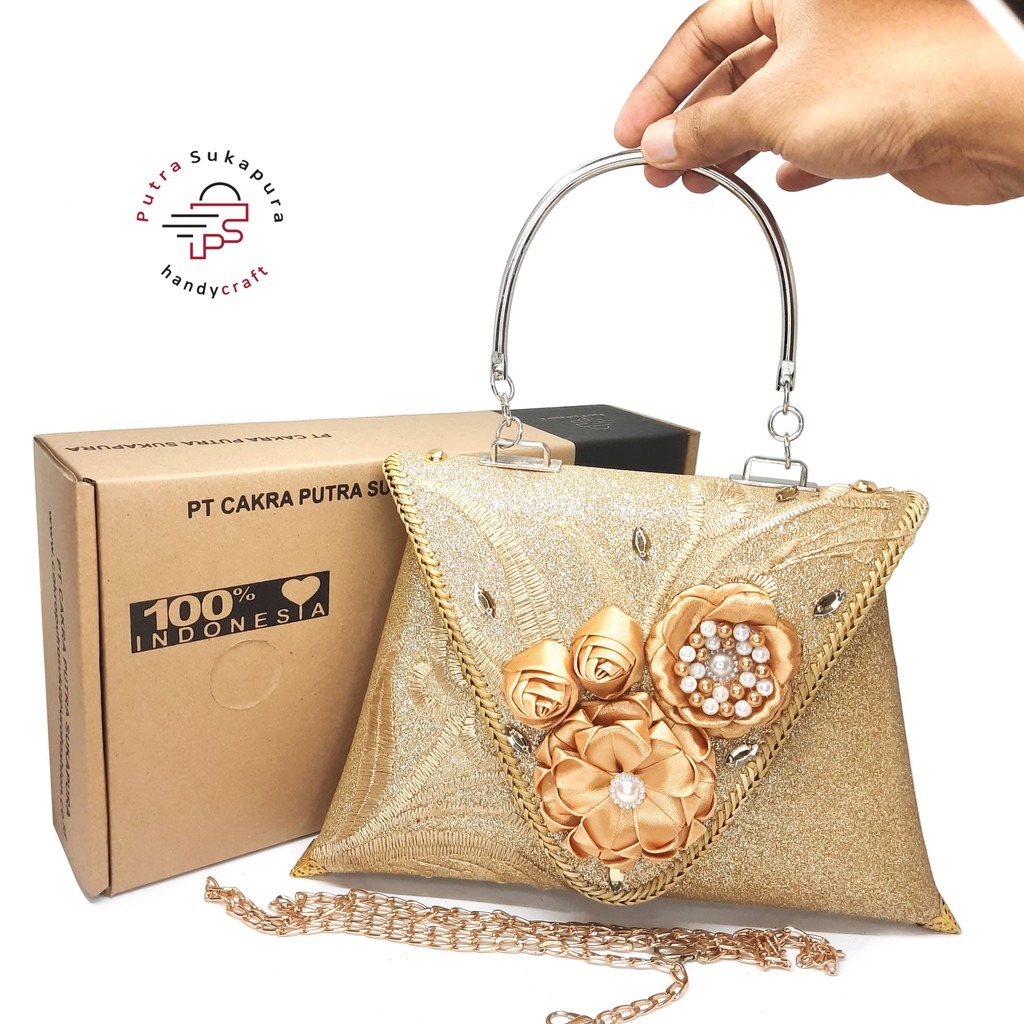 PSH Clutch Pesta Wanita Tas Tangan Segitiga Full Gliter