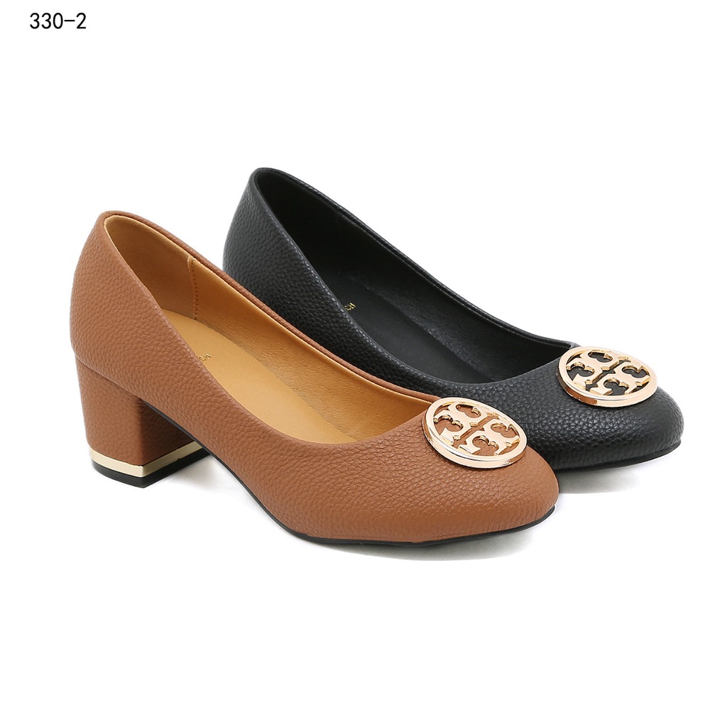 TB Togo Leather Pumps Heel #330-2