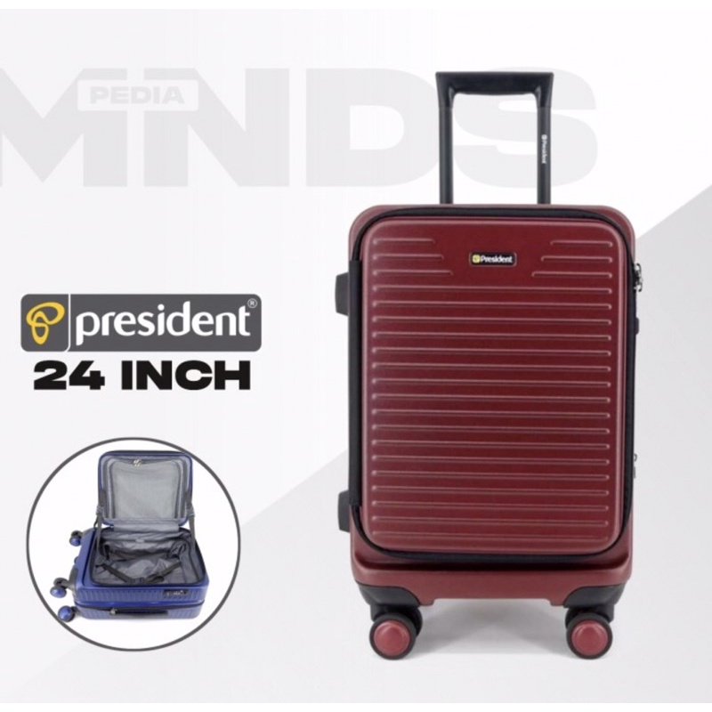 Koper 24 Inch President 5324 Medium Bagasi Resleting Depan
