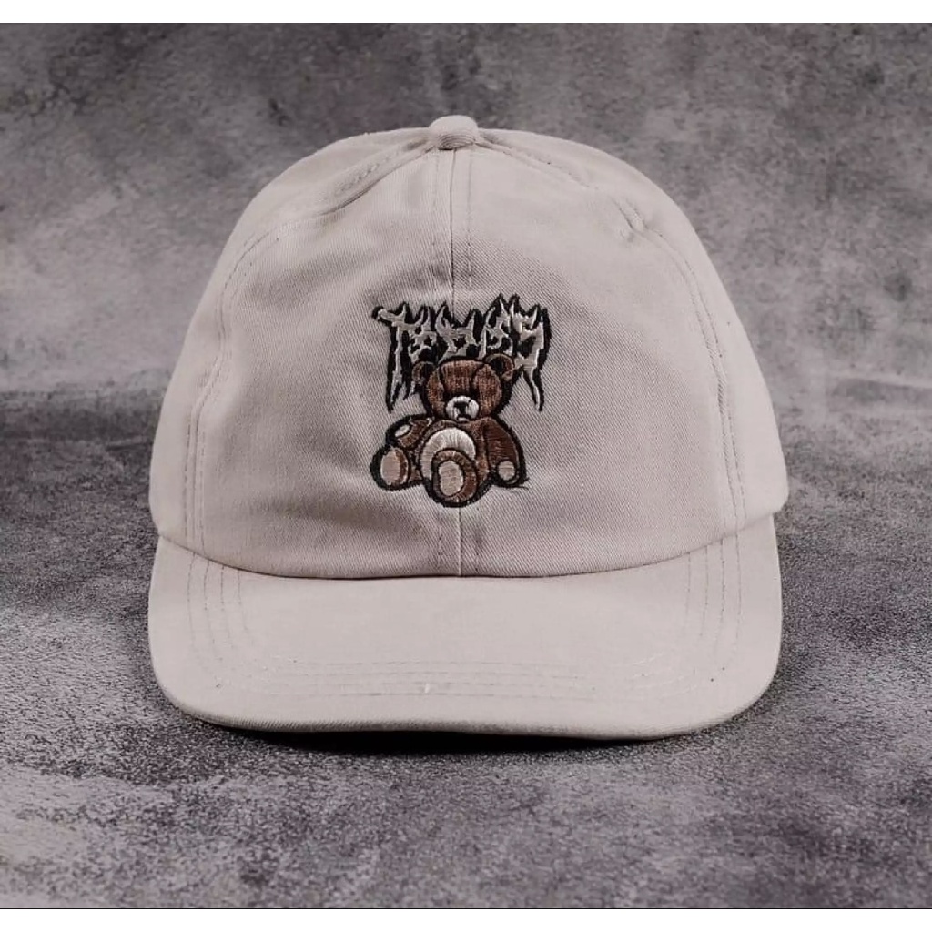 Topi baseball ediko bahan rafel premium pengait cakop besi pria wanita-Tedy bear cream