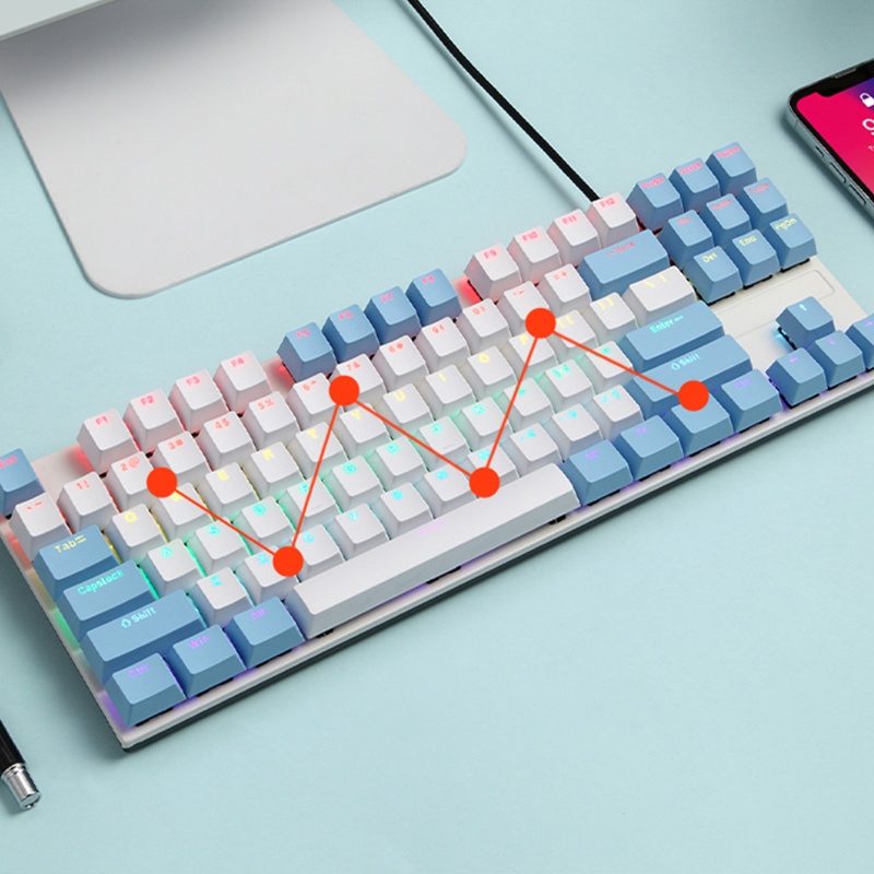 Vivi Keyboard Gaming Mekanikal 87 Tombol Antighosting Dengan Backlight RGB / Biru / Merah