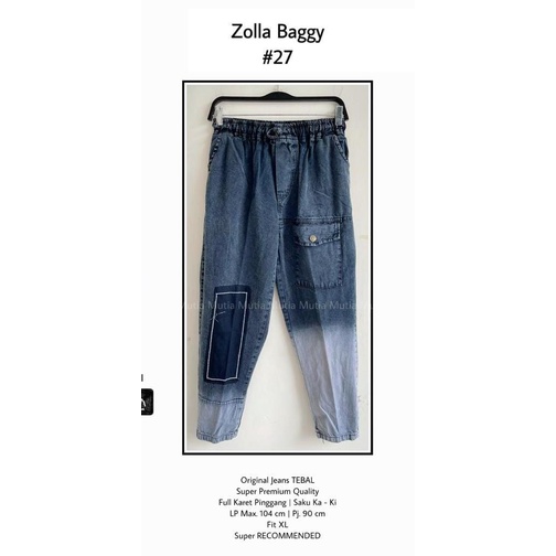 ZOLA JEANS #27 BOYFRIEND BAGGY  JINS CELANA WANITA PANJANG DENIM KOREAN STYLE FULL KARET ZOLLA MUTIA