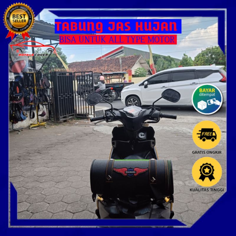 Tabung Tas Jas Hujan (Besar) Jok Bracket/Behel untuk Motor