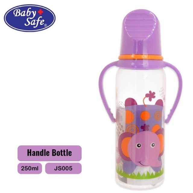 Baby Safe Feeding Bottle with Handle 250ml JS005 - Botol Susu bayi dengan Pegangan Botol