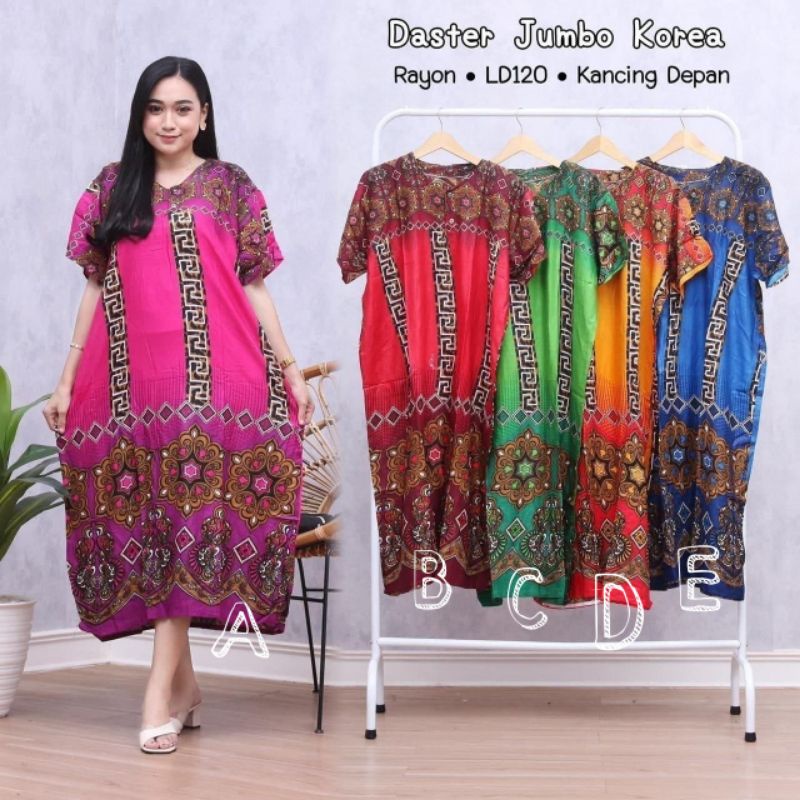 DASTER BATIK JUMBO LENGAN PENDEK BIG SIZE UKURAN XL XXL 2XL 3XL XXXL LD 120 WARNA PINK ORANGE MERAH 
