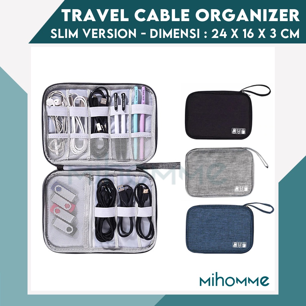 Travel Pouch Cable Gadget Organizer Bag Tas Penyimpanan Kabel Slim