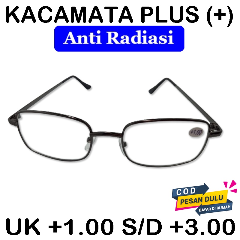 Kacamata Baca Lensa Plus (+) dari +1.00 s/d +3.00 Pria Wanita Kacamata Plus Fashion Reading Glasses Kaca mata Rabun Dekat Frame BesiBISA COD