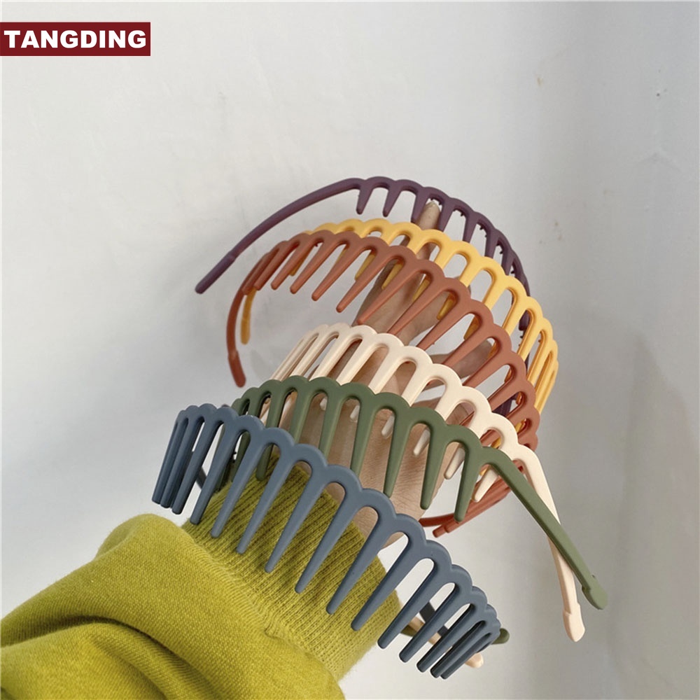 【COD Tangding】6 Colors Hairhoop Korea Ins Simple Basic Color Wave Temperament Wash Face Headband