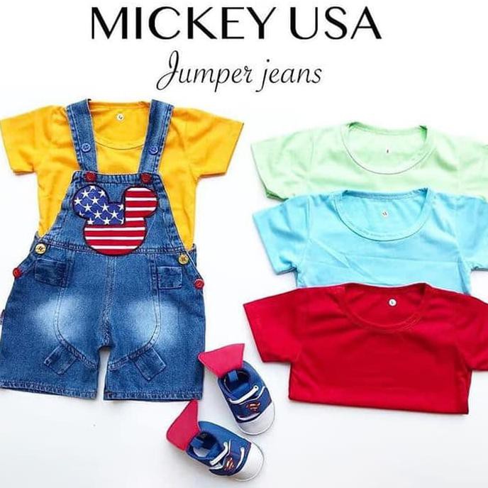 Promo Micky Usa Jeans  Jumper Baju  Kodok  Bayi  Lucu Murah 