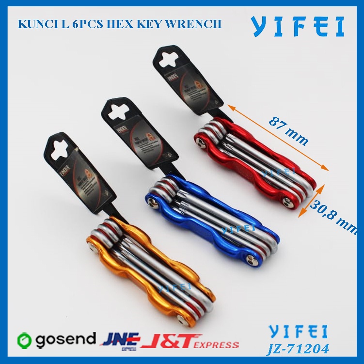 Kunci L Lipat Set Folding Hex Key Tool Set 6 pcs/YIFEI-71204 - Biru