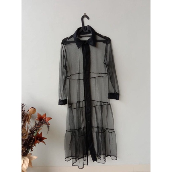 dress hitam outer lengan panjang