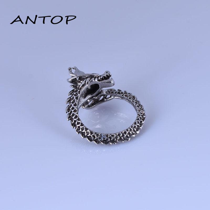 Cincin Bahan Alloy Imitasi Desain Naga Gaya Retrocina Untuk Pria