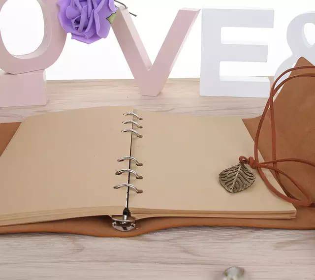 

Buku catatan binder kulit retro leaf kertas A6 brown coklat