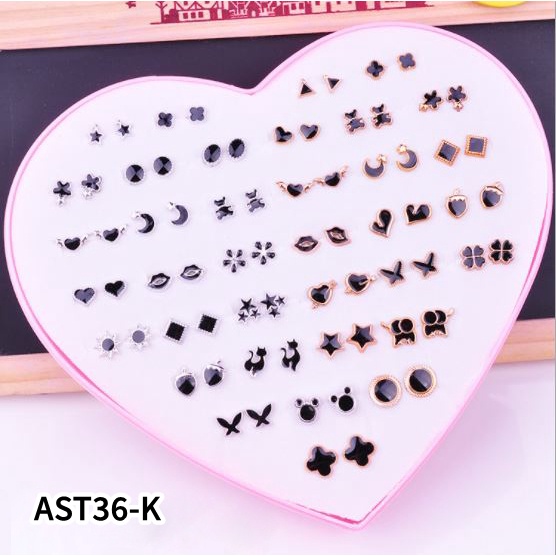 Anting SET 36 Tusuk Berbagai Bentuk Women Earrings Set-K