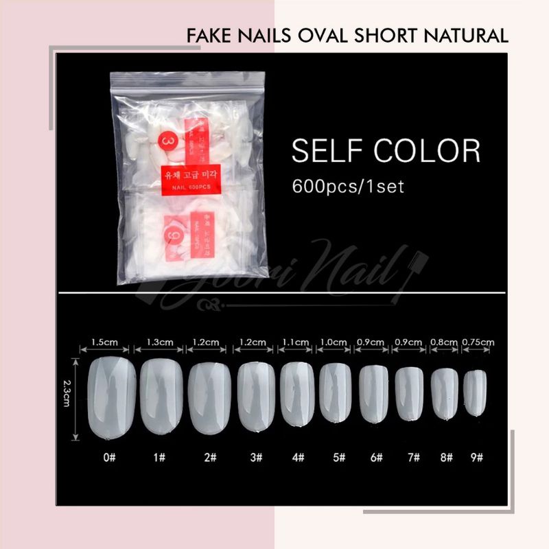 Fake nails oval short round clear natural transparant kuku palsu false nail oval pendek 500pcs