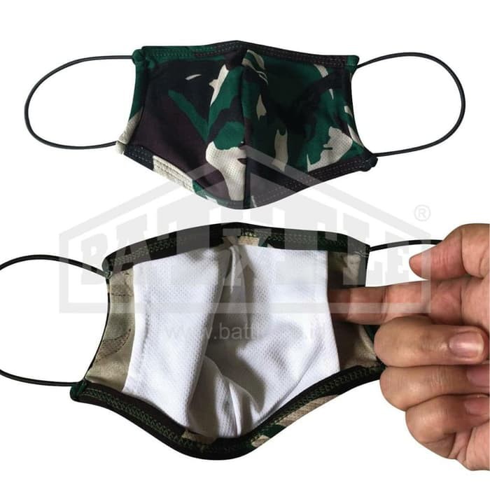 TERMURAH MASKER KAIN LORENG TNI MALVINAS 2 PLY 