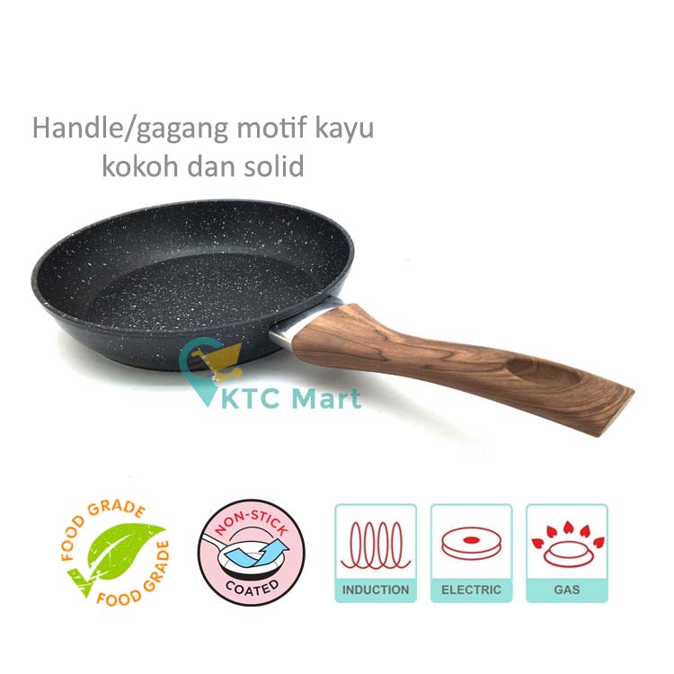 [PROMO] Granite Frypan Anti lengket Marble Induksi | Premium Cookware | Penggorengan Anti Lengket Non Stick