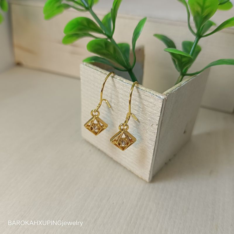 anting xuping+anting hook+anting panjang simple/perhiasan lapis emas