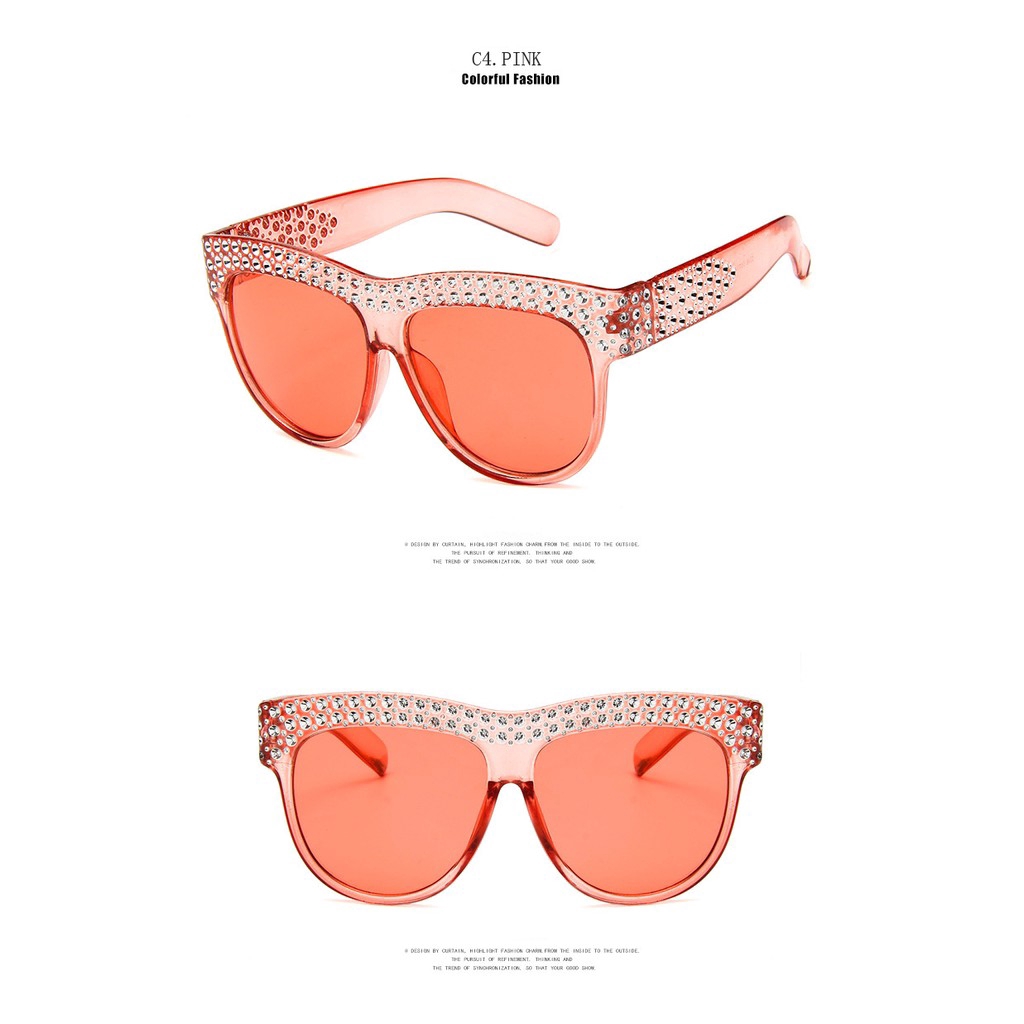 2022 Kacamata Hitam Wanita Hias Berlian Gaya Eropa Amerika Untuk Pesta