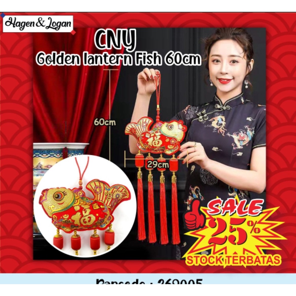 

pajangan golden latern fish besar 60 cm imlek restoran chinese
