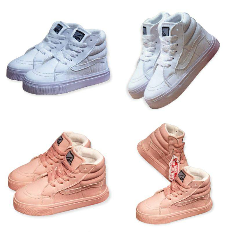 Sepatu Sneaker Anak Vans Kids Model Tinggi / Sepatu Vans Sk8 Fullwhite / Sepatu Anak Murah / Sneakers Anak / Sepatu Anak Terlaris