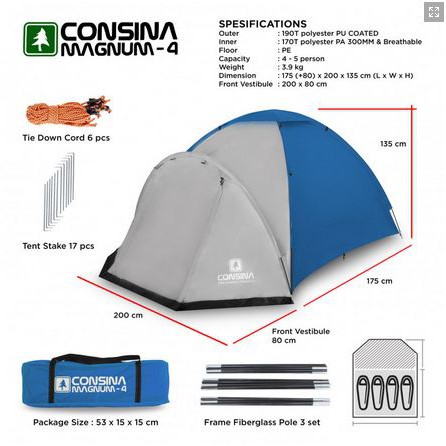 Tenda Dome Camping CONSINA MAGNUM 4 Doulbe Layer