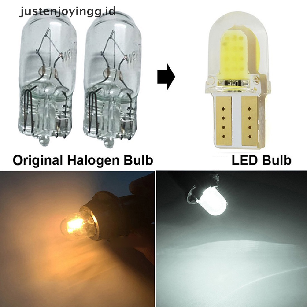 10pcs Lampu LED T10 194 W5W COB Bahan Silikon Untuk Pintu Mobil