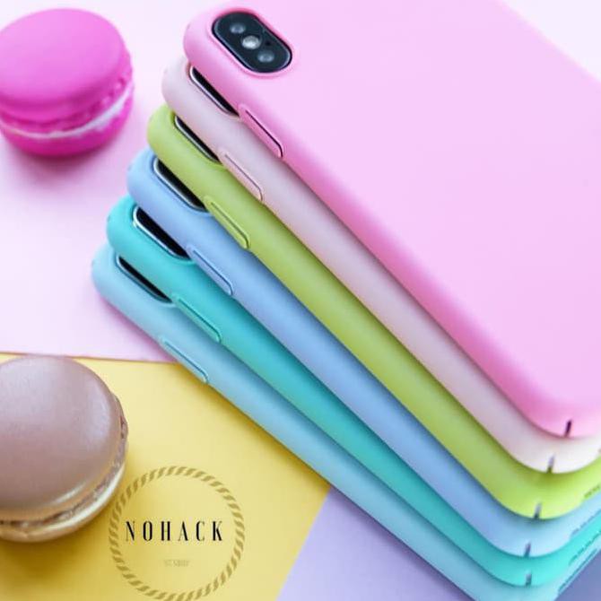 CANDY MACAROON CASE IPHONE 5 5S SE 6 6 6S 6S 7 7 8 8 X PLUS POLOS SOFT PINK