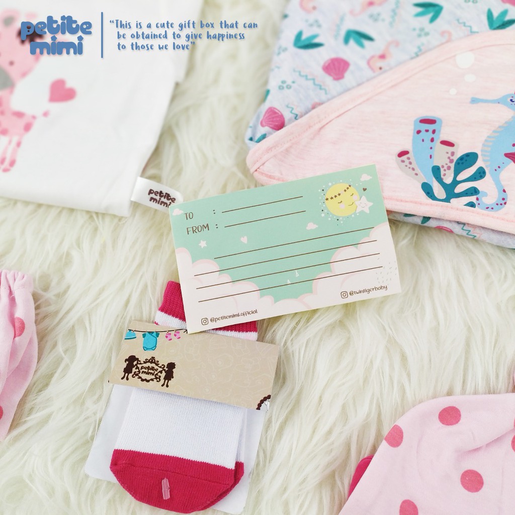 Petite Mimi Baby Hampers - Gift Box kado Parcel Bayi  - Jumper Baju Selimut Topi -SNI-3
