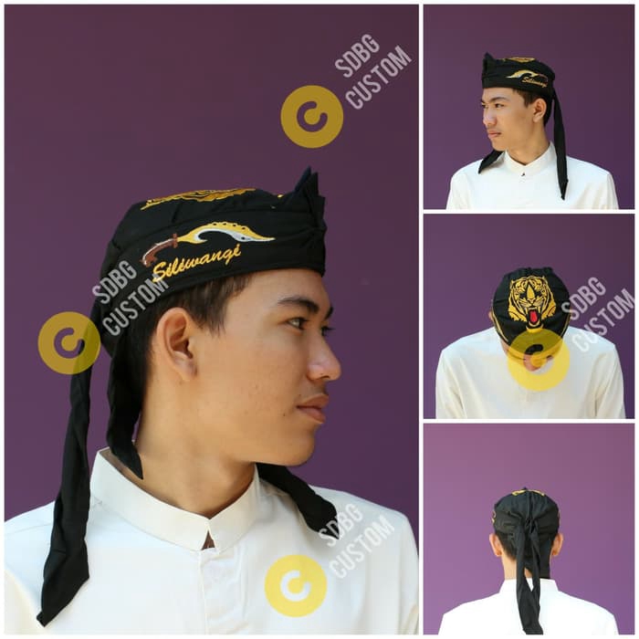 iket blangkon sunda motif bordir kujang siliwangi