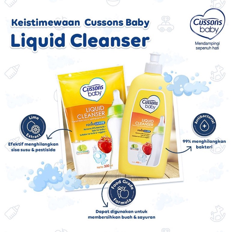 Cussons Baby Liquid Cleanser Cairan Pembersih Botol Bayi 450ml FREE Refill 300ml