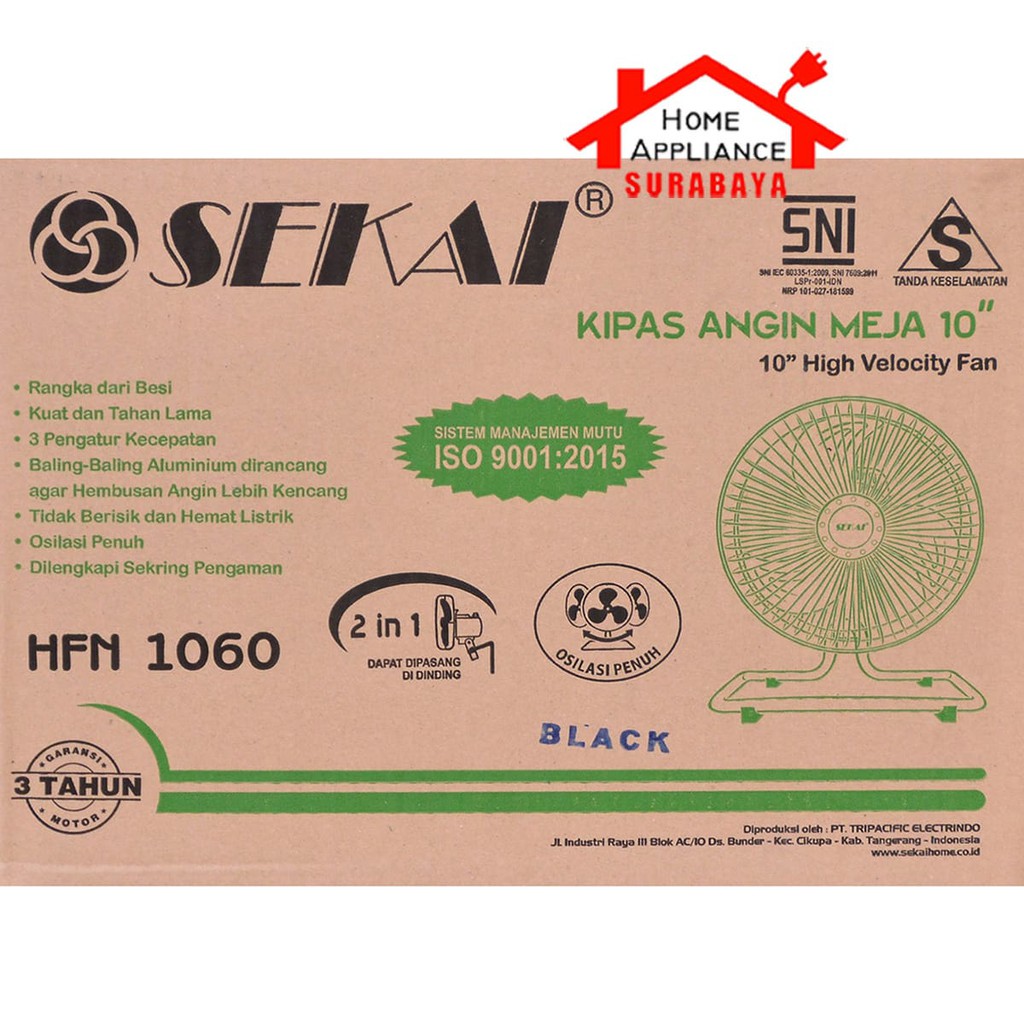 Kipas Angin Meja Dinding - Wall Desk Fan 2 IN 1 Besi 10 Inch Sekai HFN 1060