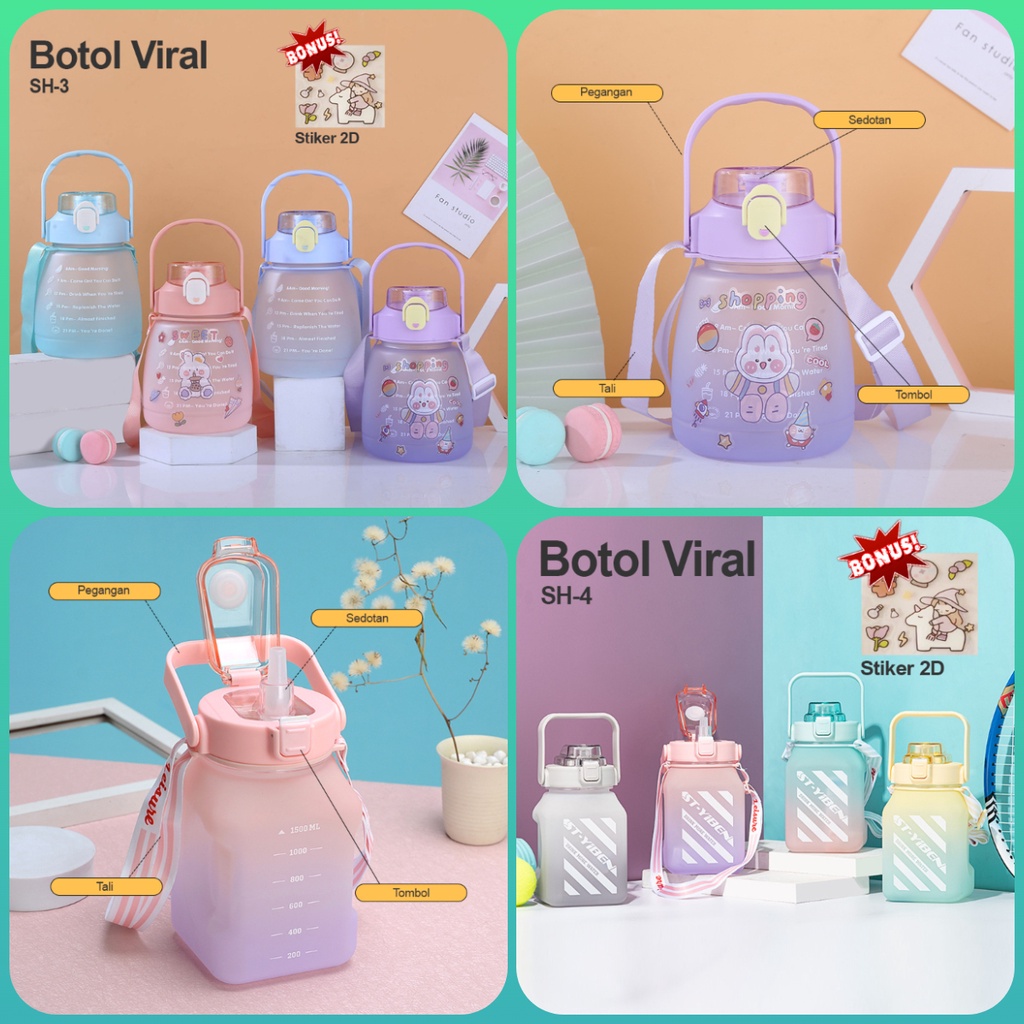 Botol Minum Viral Boneka Lucu Bening Gradasi Pastel Motivasi Anak Termurah - Unikdekorasi