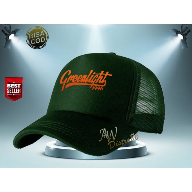 PROMO Topi Distro Greenlight 1996 Text Orange Premuim Quality Topi Trucker Keren Murah Banyak Di Cari Cowok &amp; Cewek Topi Kata Kata Sablon