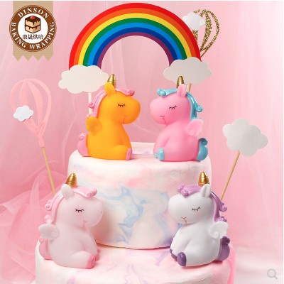 

KUE-PENGHIAS-ALAT- BABY UNICORN / TOPPER CAKE FIGUR SET KUE BIRTHDAY ULANG TAHUN - KUNING -ALAT-