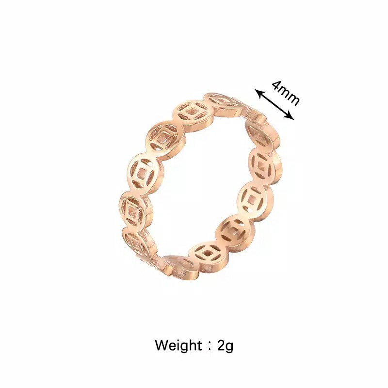 GG Cincin Wanita Titanium Gaya Kekinian Rose Gold#CC-KK